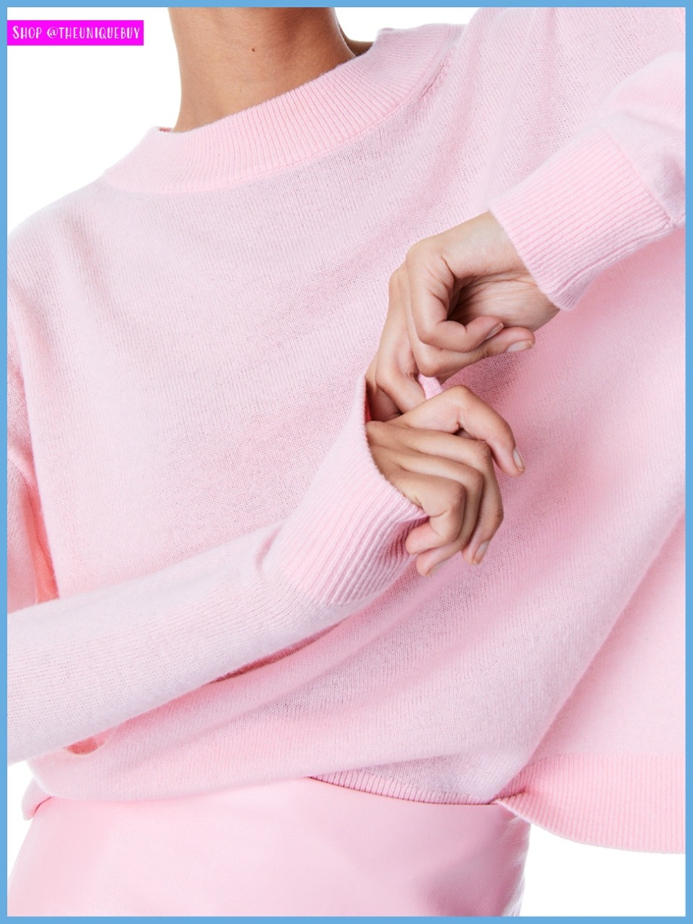 Alice + Olivia Fila Pink Wool & Cashmere Blend Crewneck Pullover Sweater
